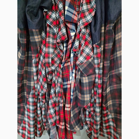 Kosmios Boho Plaid Patchwork Maxi Skirt Draped Pockets Festival Size L - Picture 6 of 16